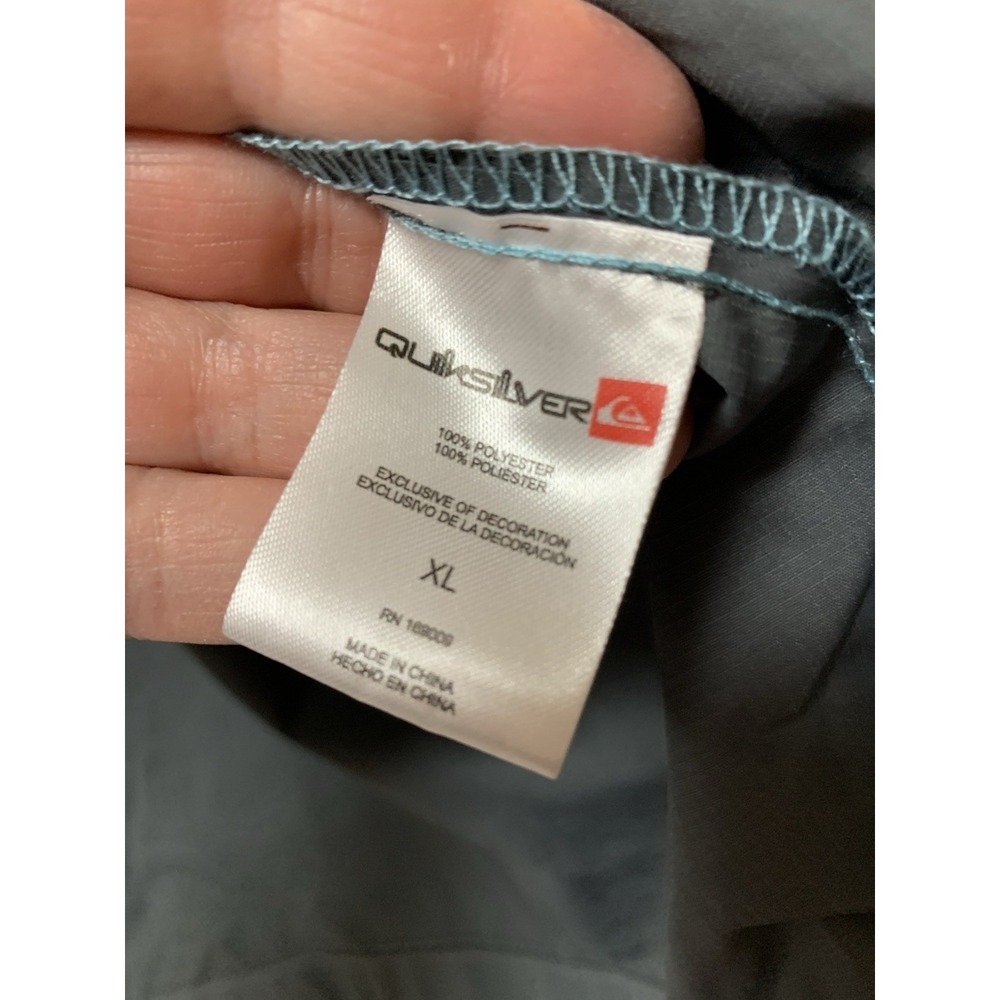 Quiksilver Jacket Mens XL Blue Gray Hooded Packable Windbreaker Outdoor School - Picture 6 of 12